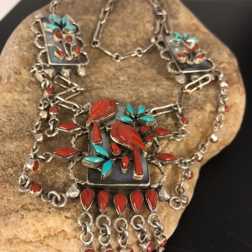 Collectible RK Zuni Sterling Turquoise Coral - Picture 2 of 8
